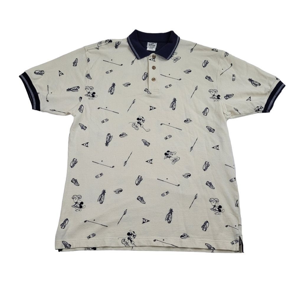Vintage Mickey Mouse Golf Club Polo All Over Print Polo Mens Size Medium